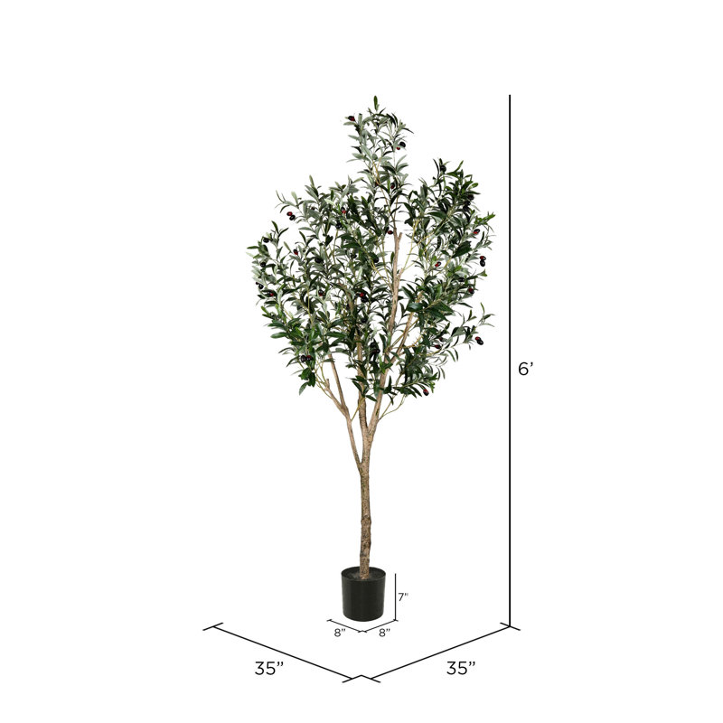 Faux Tree in Pot, 72" H x 35" W x 35" D