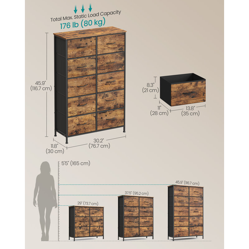 76.7 cm W Chest of 10 Drawers