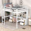 Lit mezzanine blanc avec bureau, tiroirs et station de charge-415572129