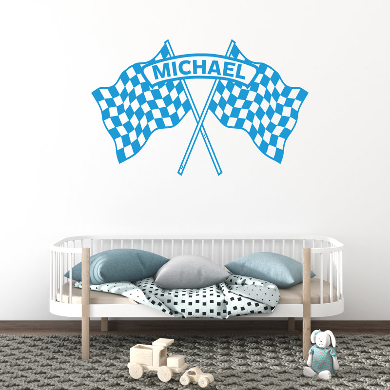 Adhésif décoratif drapeau personnalisé, drapeau à damier, décoration amovible pour chambre à coucher, salle de jeux ou chambre de bébé 688DLU