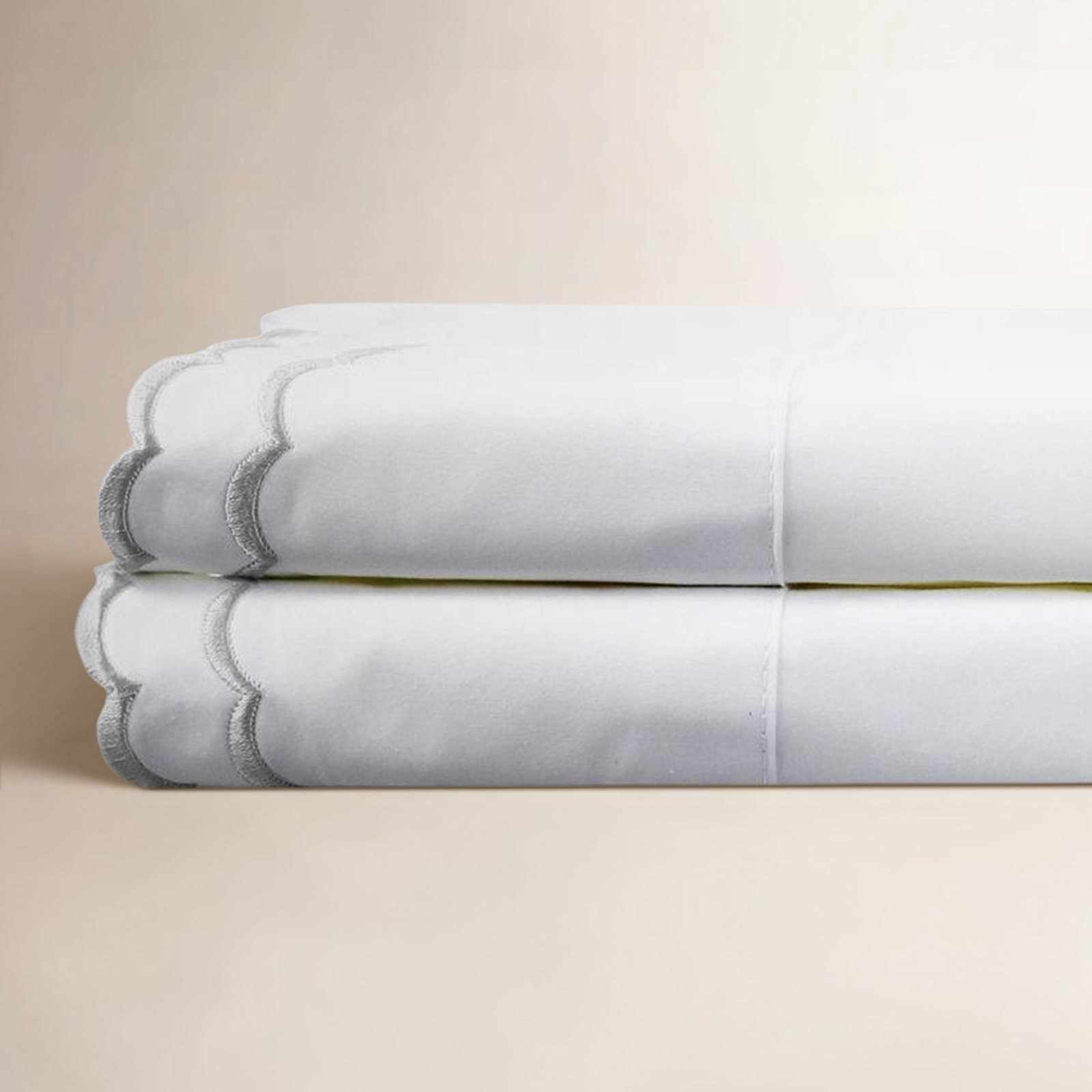 Bartlow Pima Cotton Pillowcase, Gray/White, King Pillowcase