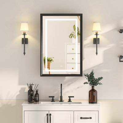 Armoire à pharmacie encastrée et à surface avec DEL, miroir et tablettes