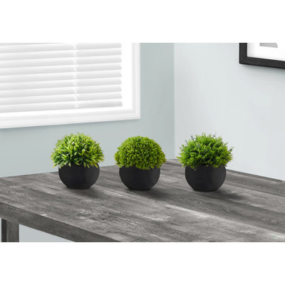 Plante artificielle, 5 po de hauteur, herbe, intérieur, faux, faux, table, verdure, pot, ensemble de 3, plantes vertes décoratives, pots noirs