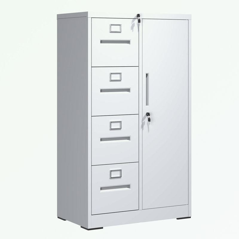 Classeur en métal avec 2 tiroirs et 1 porte, White