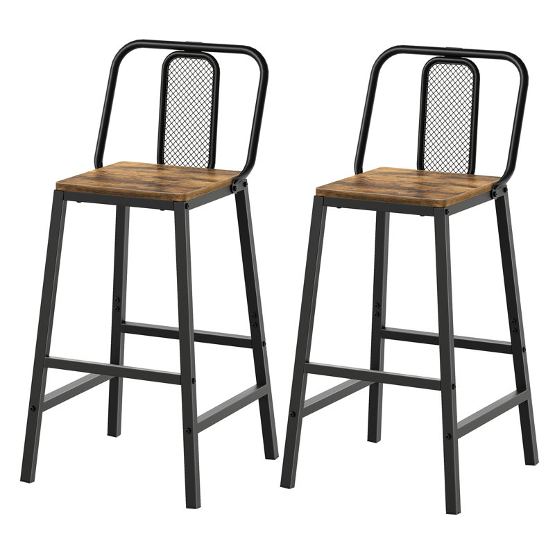 24.2" Bar Stools Kitchen Bar Chairs Counter Stools Height Stools with Metal Frame, Light Brown