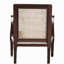 Fauteuil d'appoint traditionnel en tissu beige français et bois brun foncé