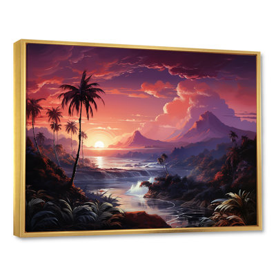 «Abstract Hawaii Palm Tree Sunset I», reproduction sur toile