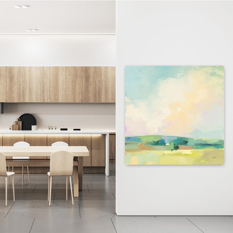Ciel d'été contemporain II avec art abstrait bleu, H 48 po x l 48 po