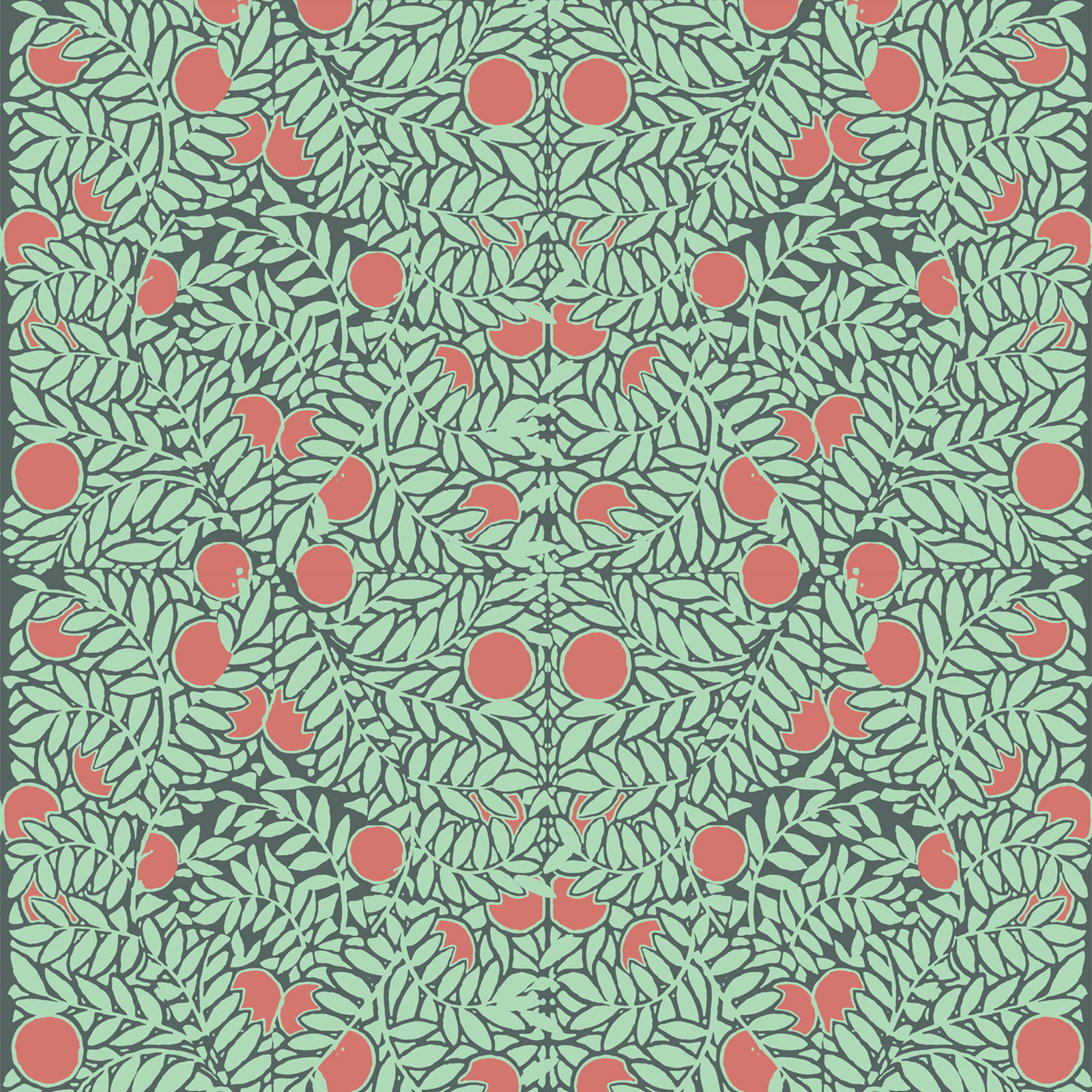 Orange Bush Self-Adhesive Wallpaper, Mint, Non-pasted, Paper