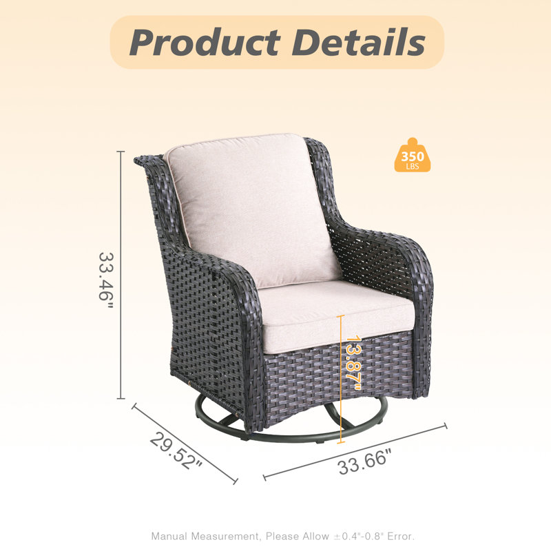 Ensemble de conversation d'extérieur pour 7 personnes avec coussins, Beige, Brun