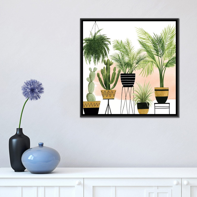 « intérieur oasis ii », reproduction d’impression sur toile, H 18 po x l 18 po x P 1,5 po, Toile avec cadre noir