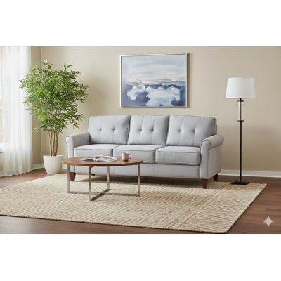 Mid-Century Upholstered 3-Seater Sofa with Tufted Back