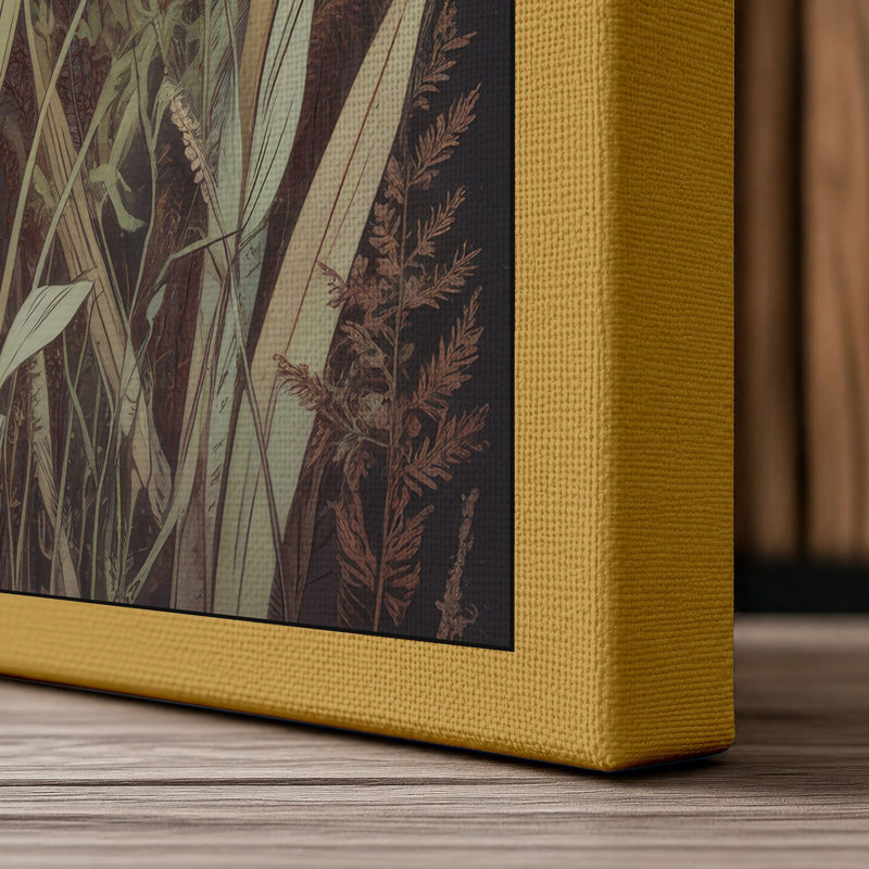 Dried Wildflowers Study Botanical - Wrapped Canvas, 36x24 - 91.4 x 61.0 cm, Ochre Border