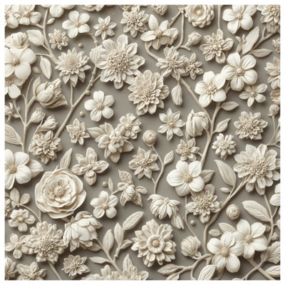 Tapisserie murale complexe floral beige complexe - décoration murale florale