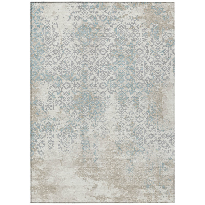 Machine Washable Indoor/Outdoor Chantille ACN2713 Casual Rug, Ivory, 5' x 7'6"