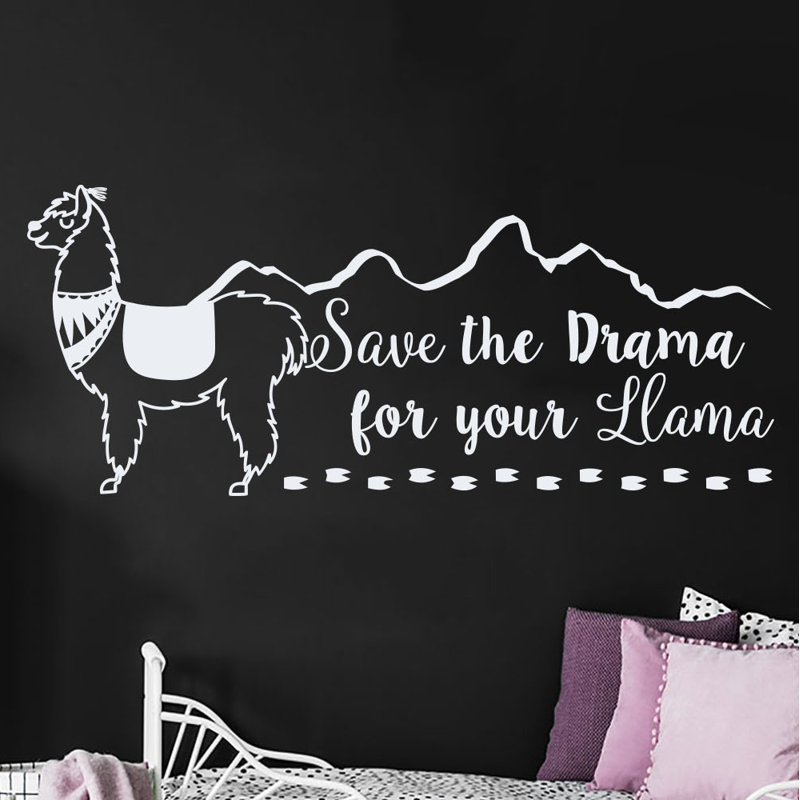 «Save the Drama for your Llama», adhésif décoratif, Blanc