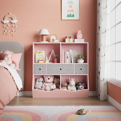 Wood Kids Bookcase with Toy Storage
