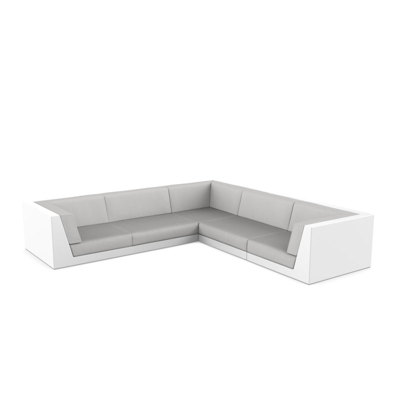 Pixel 119.25" Wide Outdoor U-Shaped Patio Sectional with Cushions, Ecru, Nautical Taupe