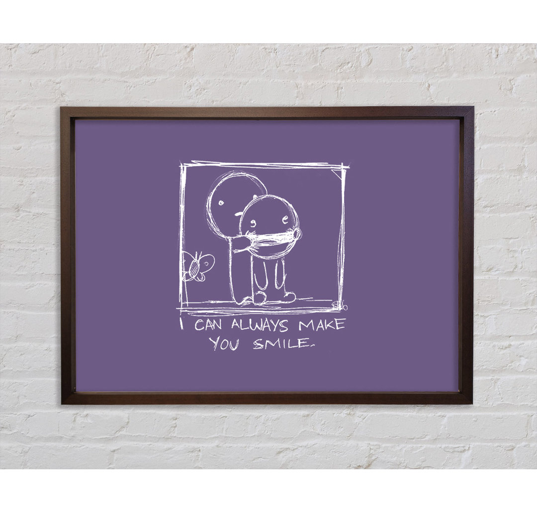 Love Quote I Can Always Make You Smile Lilac - Single Picture Frame Typography on Canvas