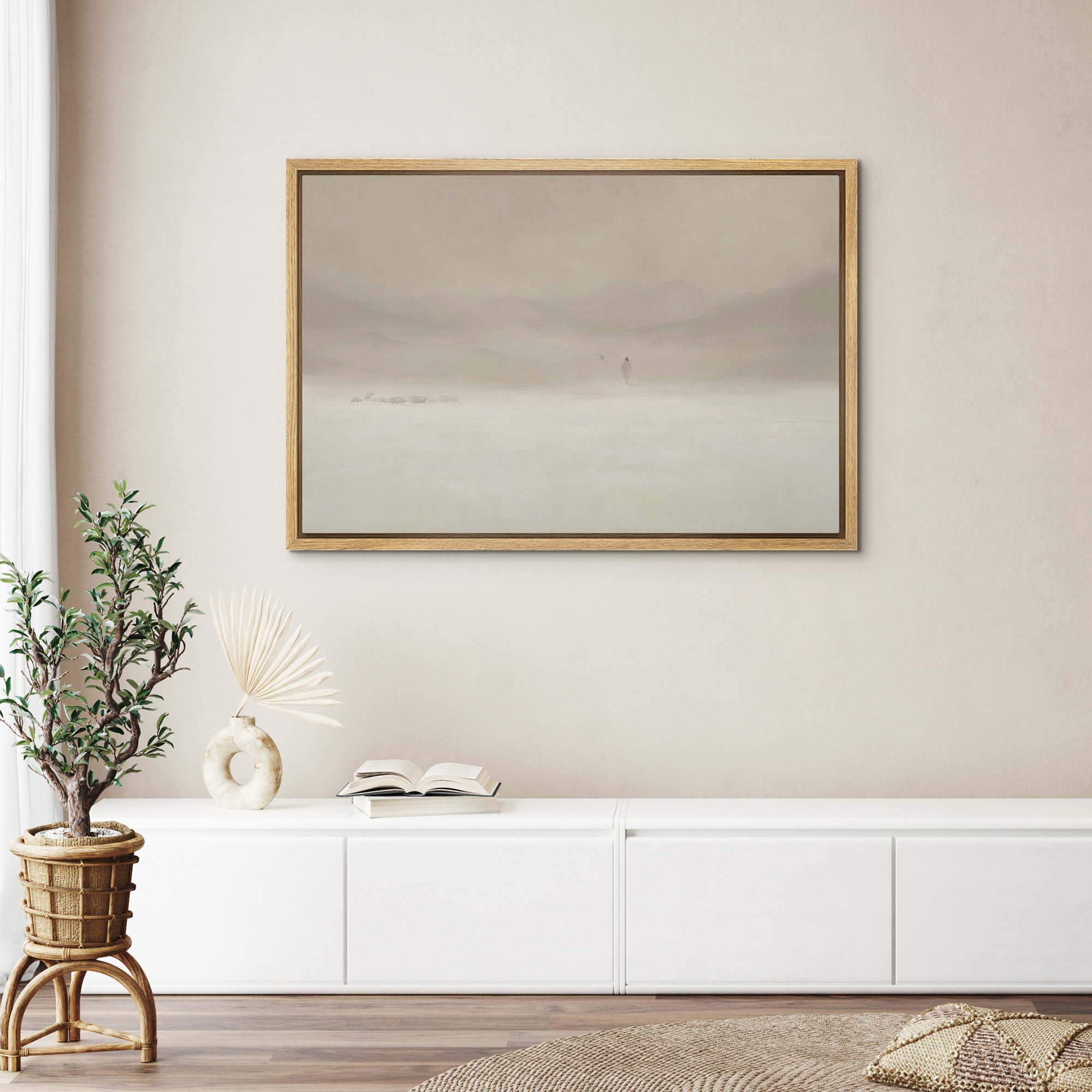 wall26 Jesus And The Lost Lamb Christian Decor Framed Bedroom Wall Decorations Canvas Print & Reviews | Wayfair