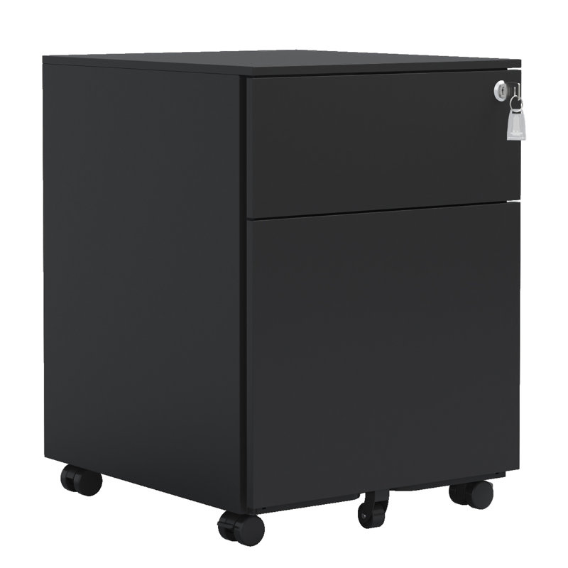 Steel File Cabinet With Lock, 2 Drawers, Suits Legal/Letter/A4/F4, Home Office Hip Look, Black Drawer Accommodates Trending,