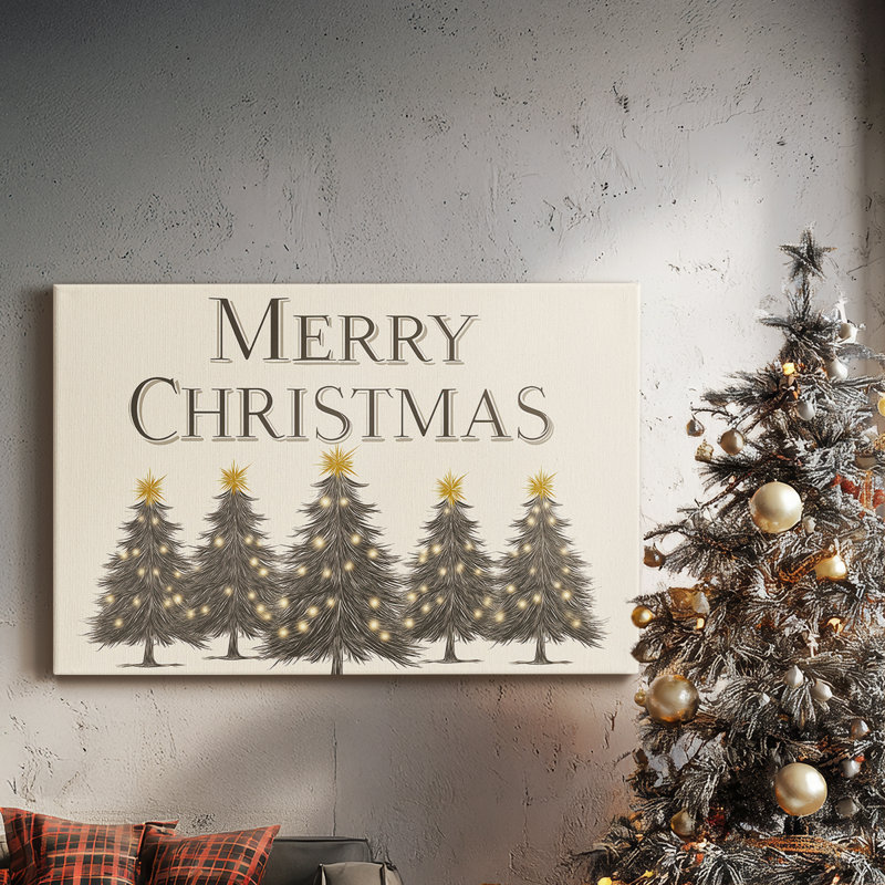 Frostlit Yule Serenade - Toile tendue avec châssis de qualité supérieure, H 18 po x l 27 po