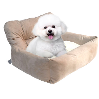 Small Pet Car Seat for Toy Breed Puppies and Kittens – Portable Travel Carrier with Safety Belt and Buckle, Soft Comfortable Bed for Small Dogs, Two Size, Multi-Color Options, Fits Car Front/Back Seat and Indoor