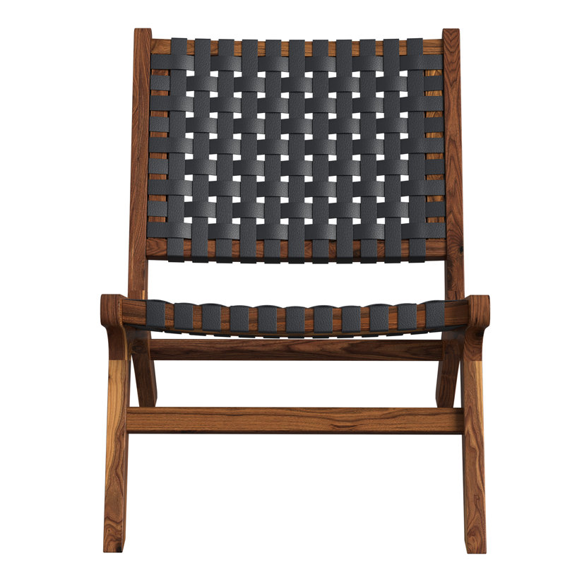 Chaise d'appoint moderne tissée, structure en bois massif, aucun assemblage requis