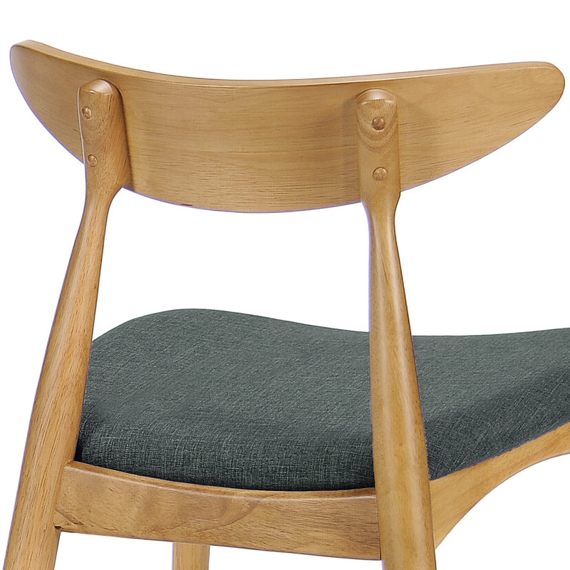 Ensemble de 2 chaises de salle à manger rétro en bois d'hévéa avec dossier ergonomique, coussins gris moelleux, finition bois naturel