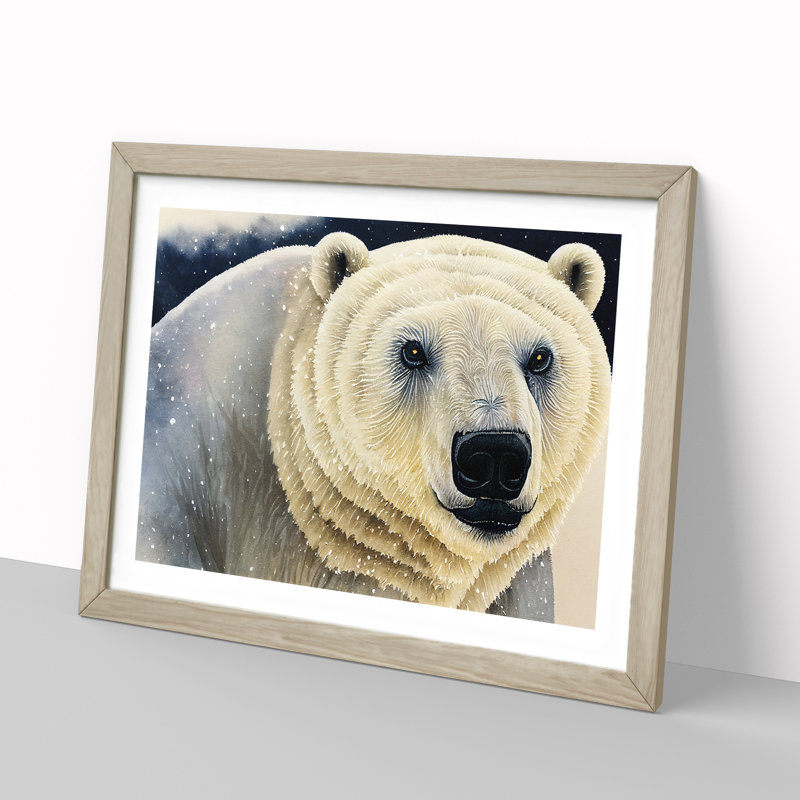 Extraordinary Polar Bear 1 Piece Single Picture Frame Wall Art, 46cm H x 64cm W x 2cm D, Oak Framed