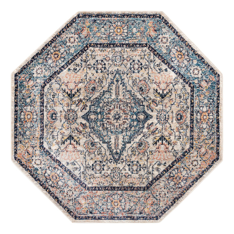 Tapis oriental bleu / rouge / beige Gause, Octogone 5 pi x 5 pi