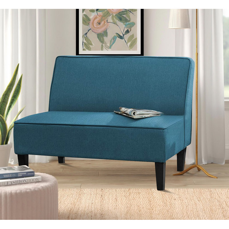 Baskas Upholstered 44.5'' Loveseat, Blue Linen