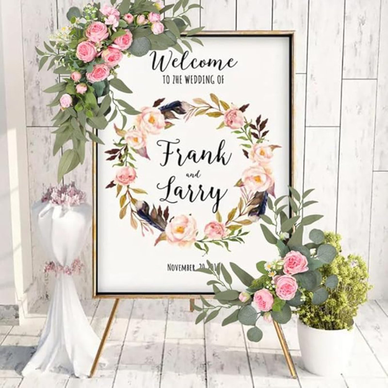 Wedding Welcome Sign Flower Swag, Pink/Green