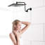 Tête de douche noire matte de 12 po avec bras réglable et fabrication en acier inoxydable - Conception pratique et élégante