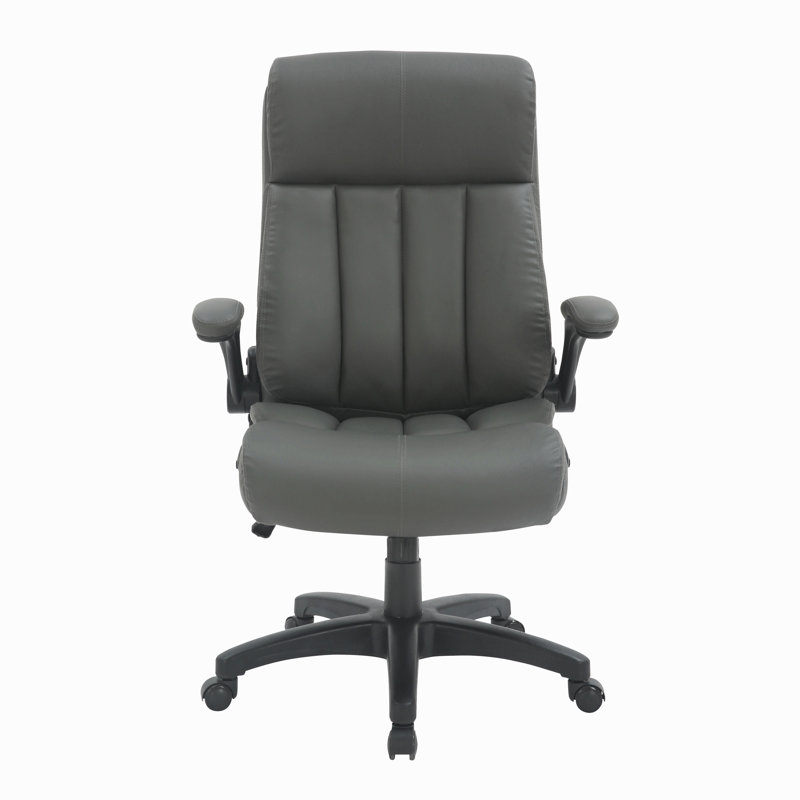 Ergonomic Faux Leather Office Chair – Ultra-Padded Executive Desk Chair With Flip-Up Armrests, Height Adjustable, Tilt Control And Smooth-Rolling Wheels