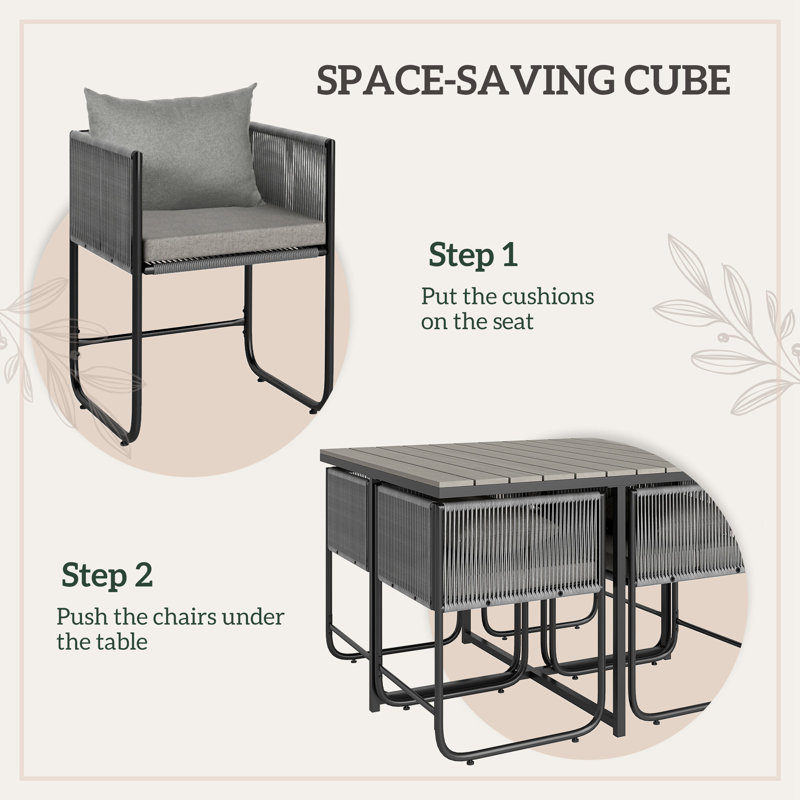 Rectangular 7 - Piece 4 - Person 110Cm L Outdoor Table Set