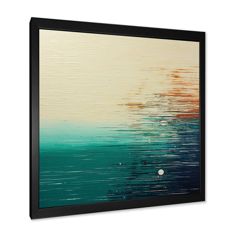 «Minimalistic Essence Beach II - Minimalisme», art mural, H 36 po x l 36 po x P 1,5 po, Cadre simple noir