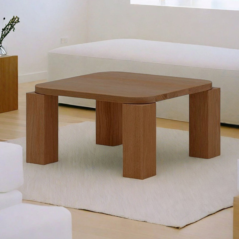 Table basse carrée en bois massif, H 14,17 po x L 31,49 po x l 31,49 po, Brun