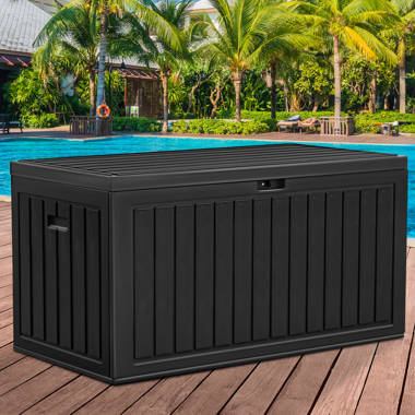 YITAHOME 80 Gallon Water Resistant Resin Lockable Deck Box Color: Black FWDB0008344YIH