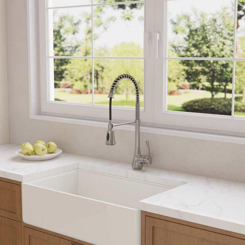 Commercial-Style 2-Function Pull-Down Single-Handle Kitchen Faucet, Stainless Steel