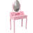 Pink Princess Vanity Desk Set with Mirror & Cushioned Stool,Light Modes,4-Drawer Wooden Makeup Vanity Table for Girls' Bedroom, Dressing Table with Ample Storage-966677779
