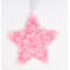 Plush Feather Star Glittered Christmas Ornament With Hearts -12" - Pink
