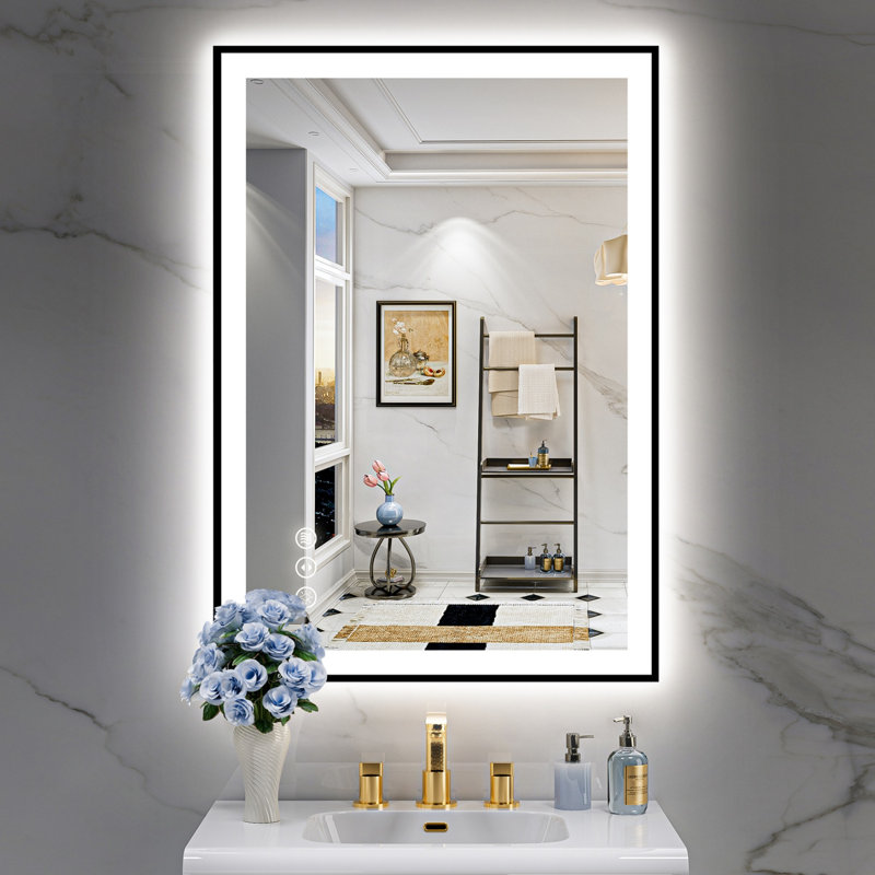 Miroir de salle de bain Tyeishia Matte, 28 po x 20 po