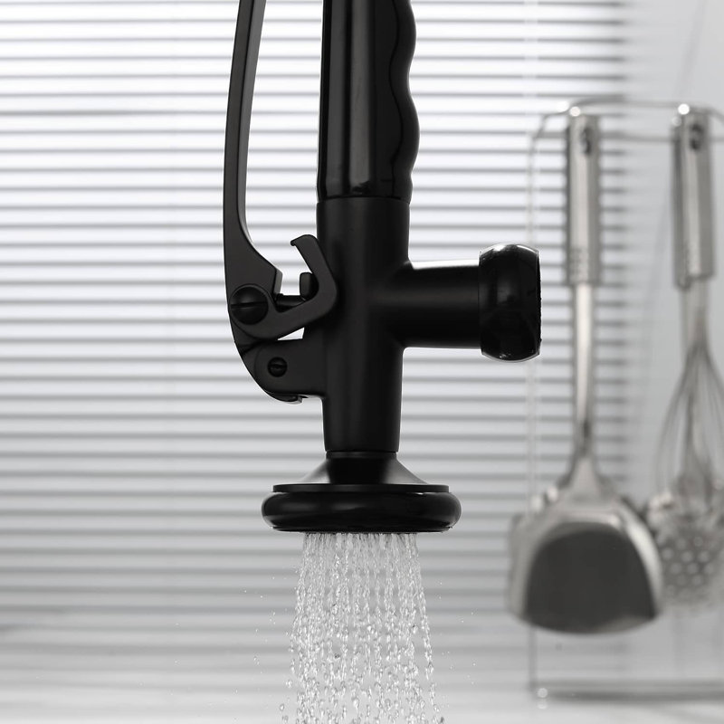 Robinet de cuisine rétractable à poignée simple, Noir mat