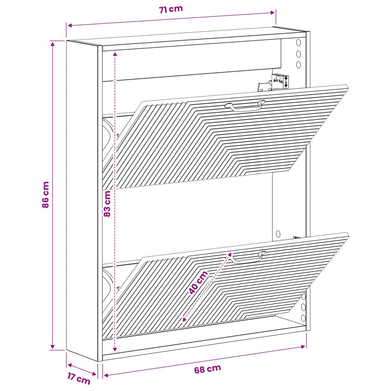 Shoe Storage, 86 cm H x 71 cm W x 17 cm D, Old Wood