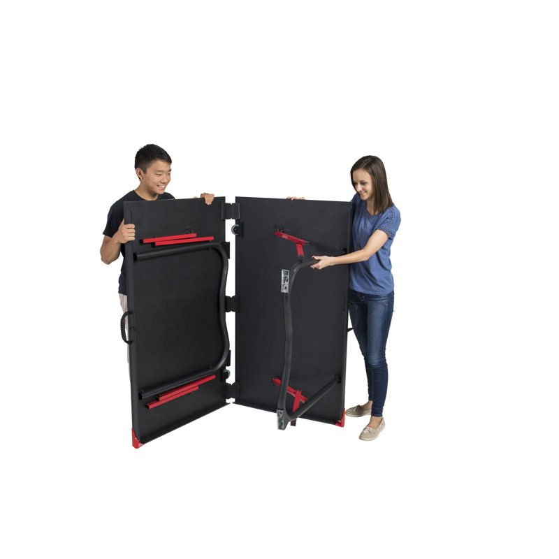 Foldable Black and Red Engineered Wood Table Tennis Table with Net