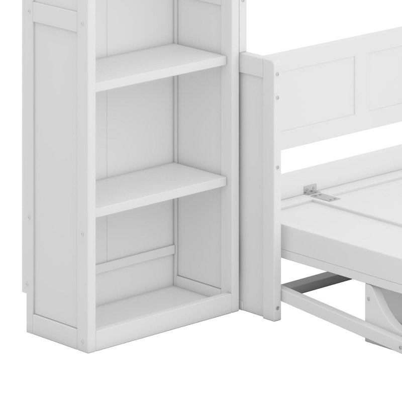 Lit escamotable avec bureau et bibliothèque Murphy, Blanc