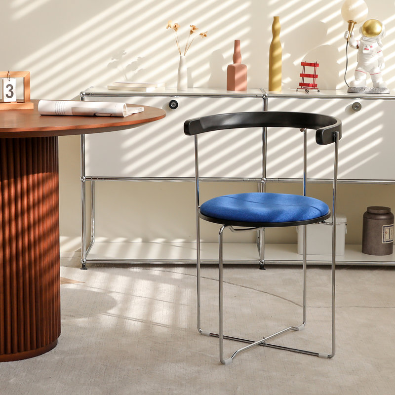 48.01cm H Upholstered Metal Folding Side Chair, Blue