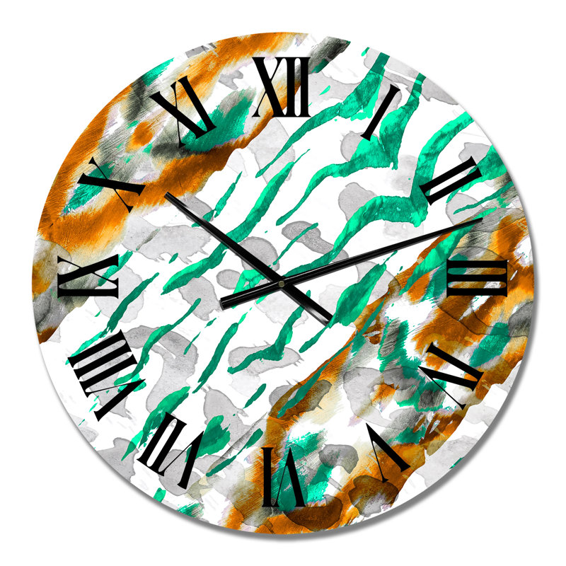 Vagues vertes et brunes - Horloge murale à motifs, Moyen