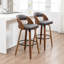 Swivel Upholstered and Faux Leather Bar Stool-1133381544-1133381546